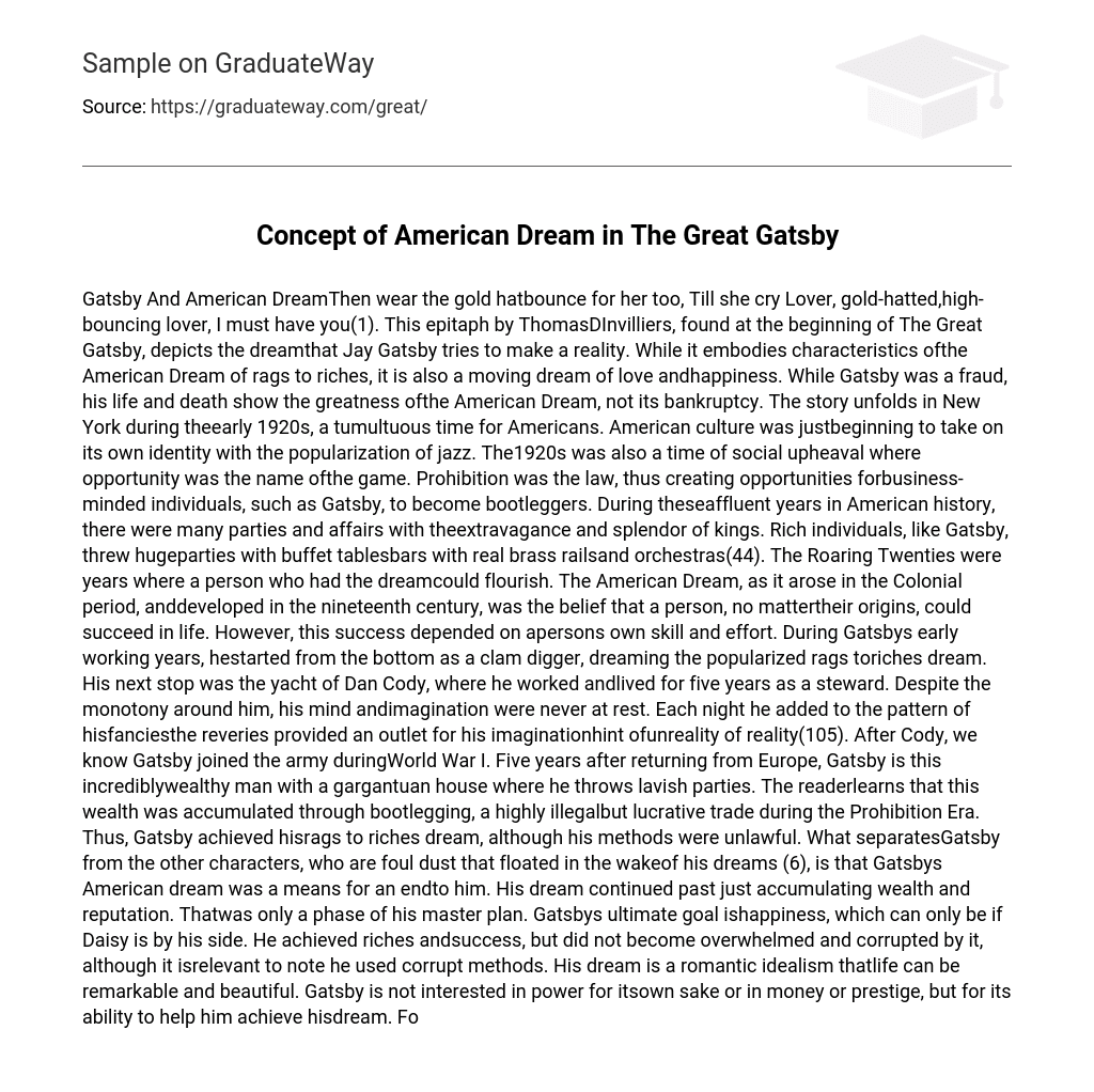 Concept of American Dream in The Great Gatsby