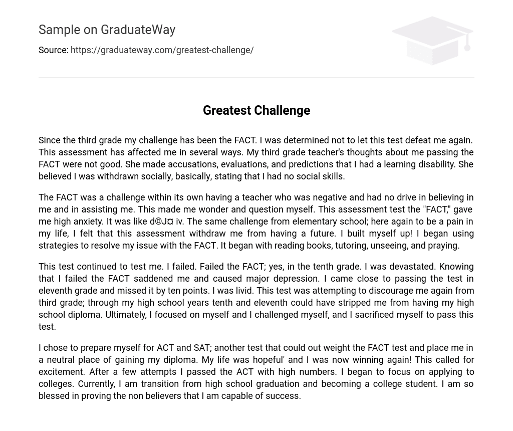 greatest challenge essay