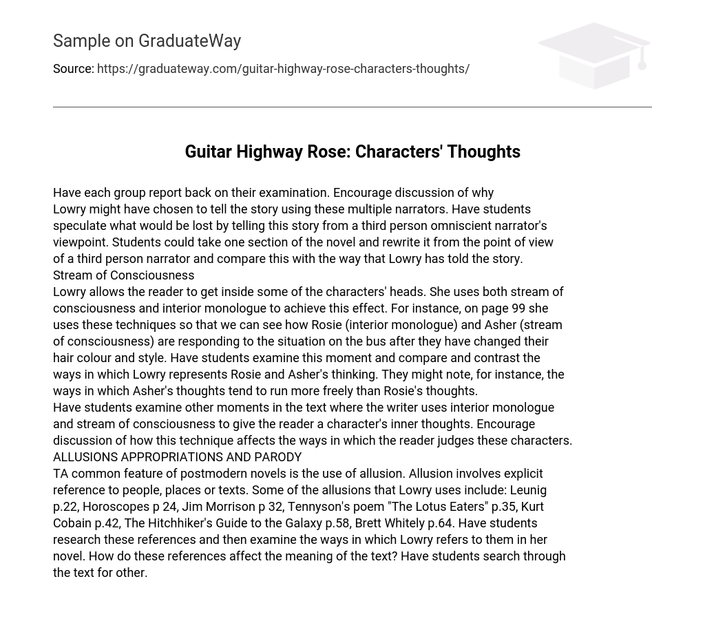 Guitar Highway Rose: Characters’ Thoughts
