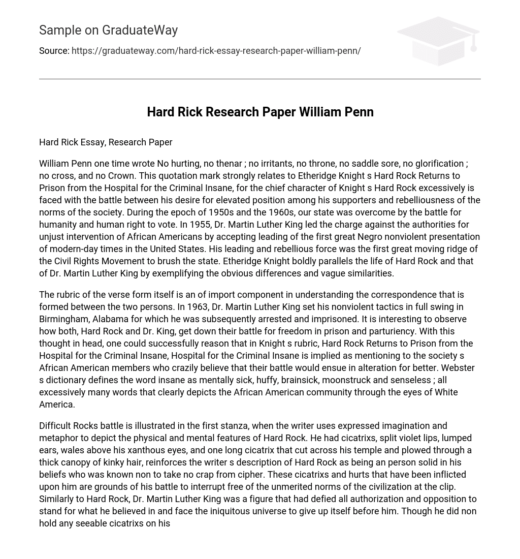 Hard Rick Research Paper William Penn