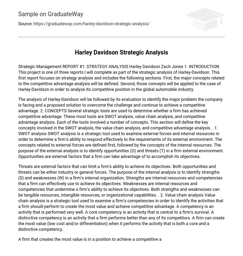 Harley Davidson Strategic Analysis