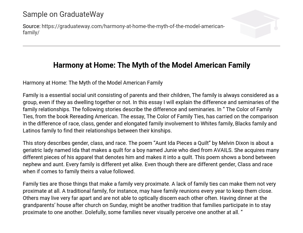 Harmony at Home: The Myth of the Model American Family Short Summary