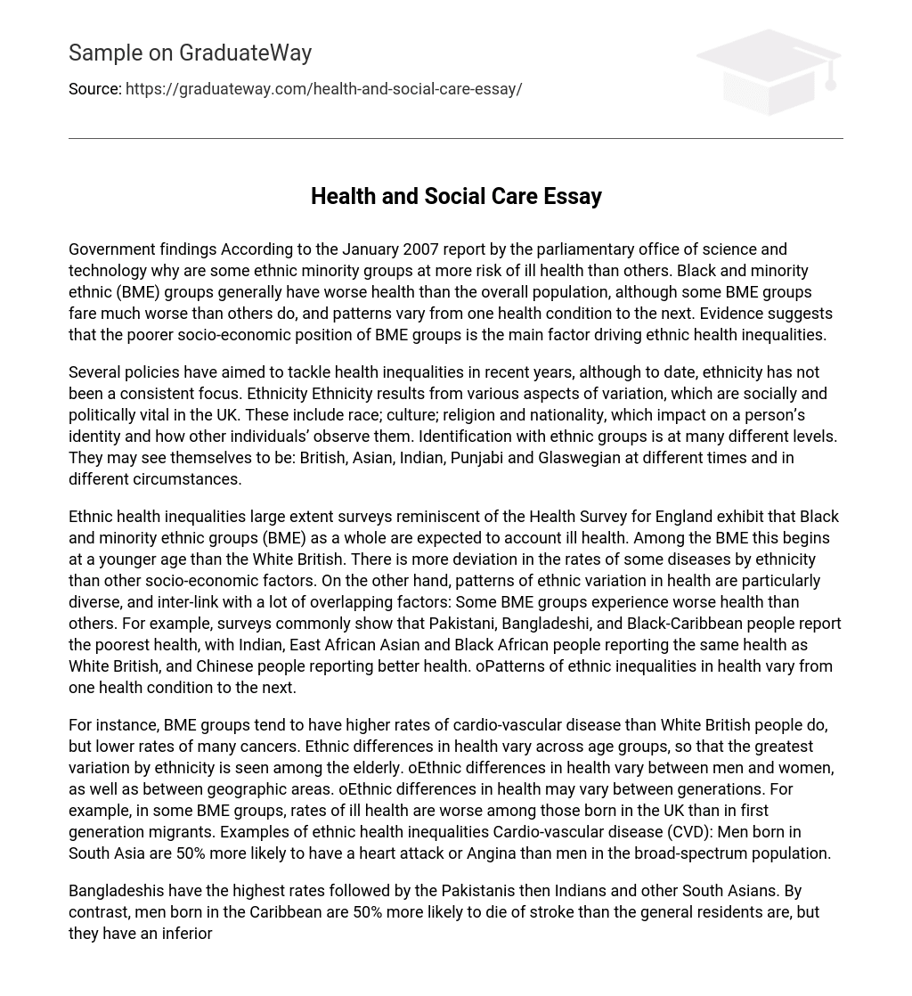 Health and Social Care Essay