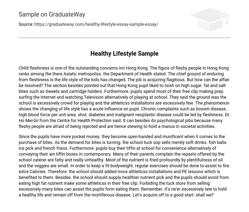  Healthy Lifestyle Sample Essay Example GraduateWay