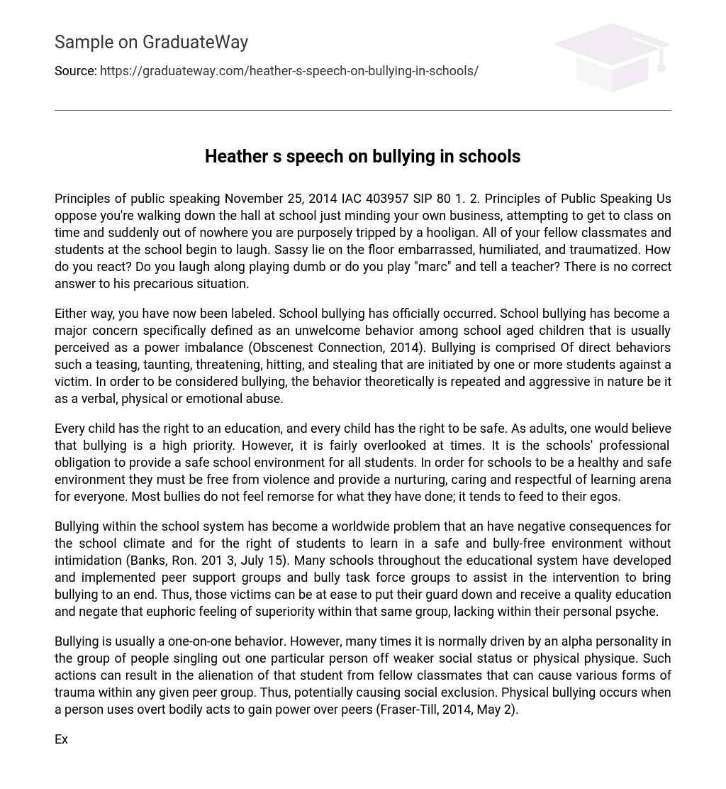 informative speech essay about bullying