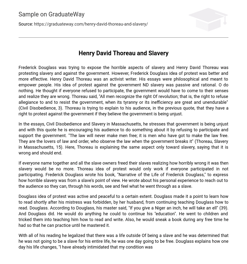 Henry David Thoreau and Slavery
