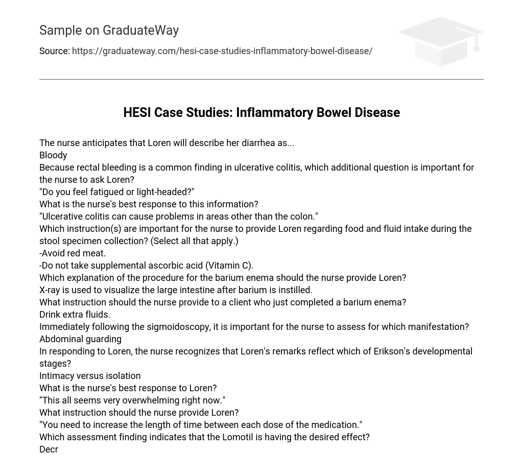 HESI Case Studies: Inflammatory Bowel Disease