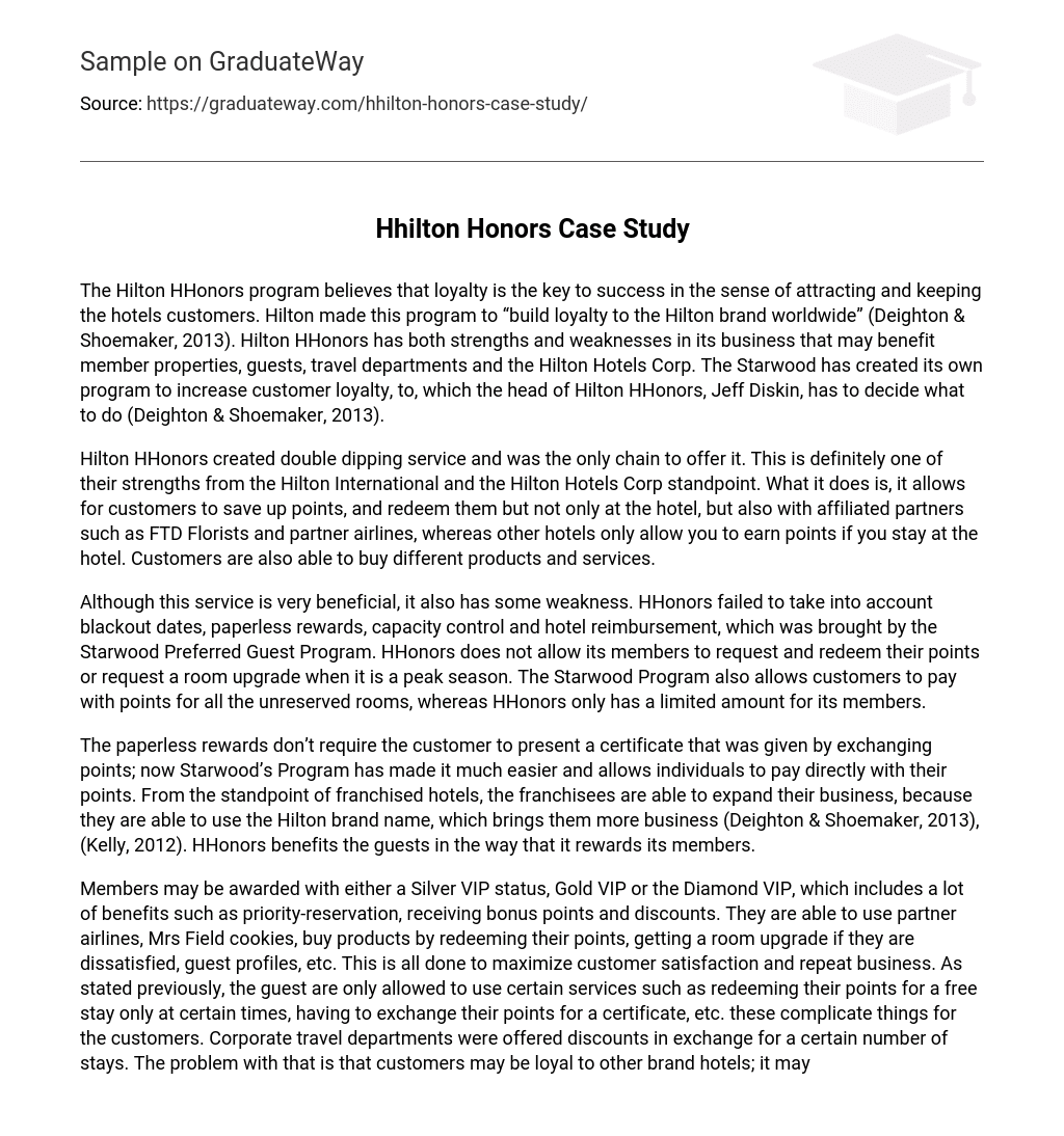 Hhilton Honors Case Study