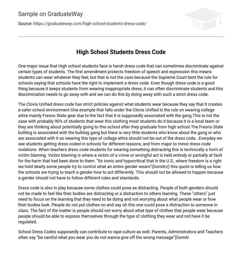 High School Students Dress Code