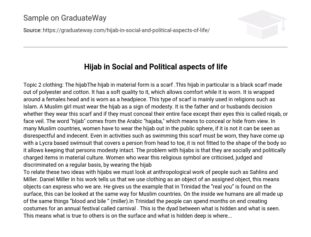 Hijab in Social and Political Aspects Of Life