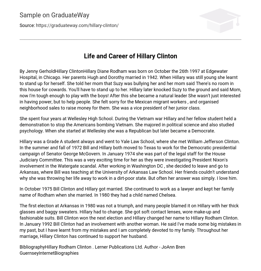 Life and Career of Hillary Clinton