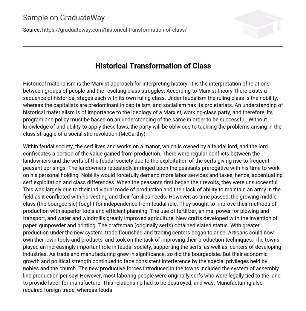 Historical Transformation of Class