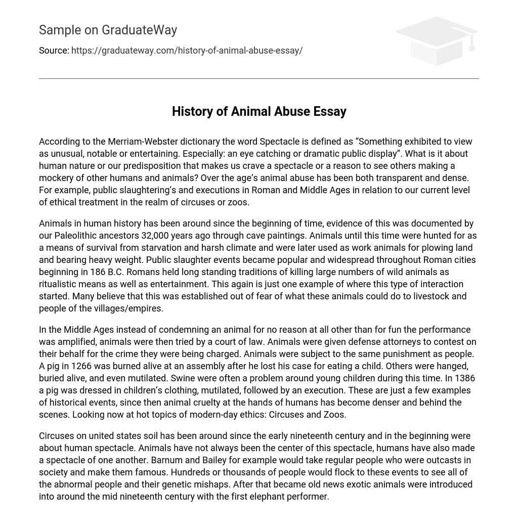 History of Animal Abuse Essay