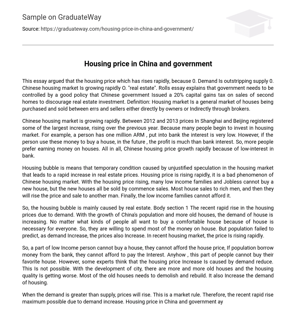 Housing price in China and government