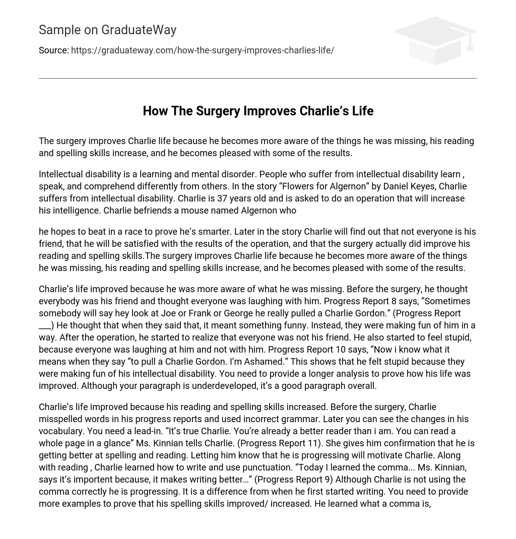 How The Surgery Improves Charlie’s Life