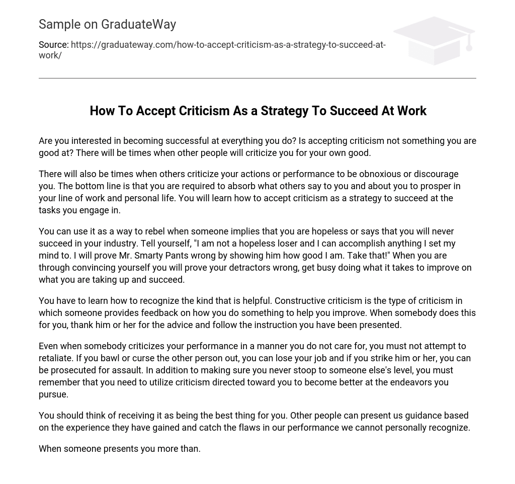 How To Accept Criticism As a Strategy To Succeed At Work