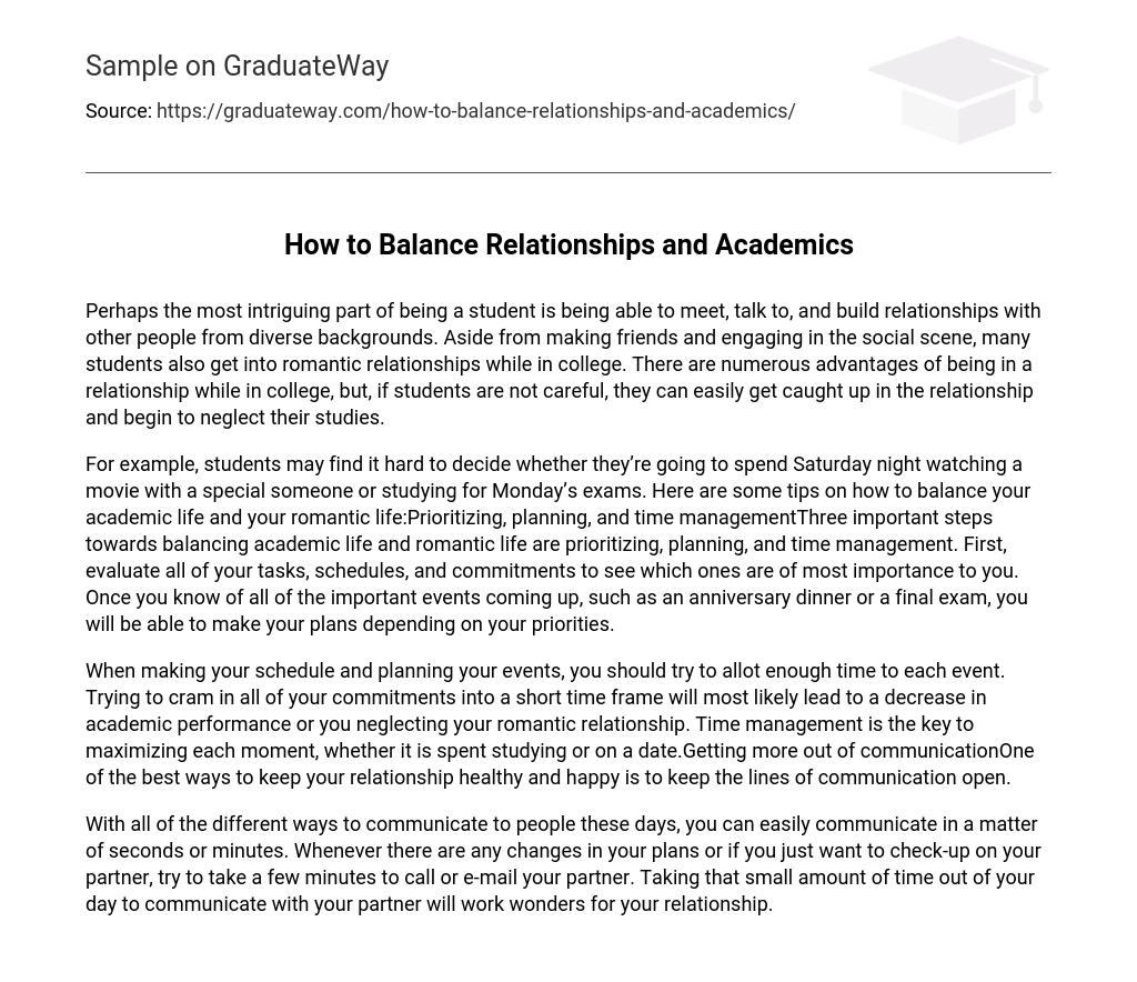 How to Balance Relationships and Academics