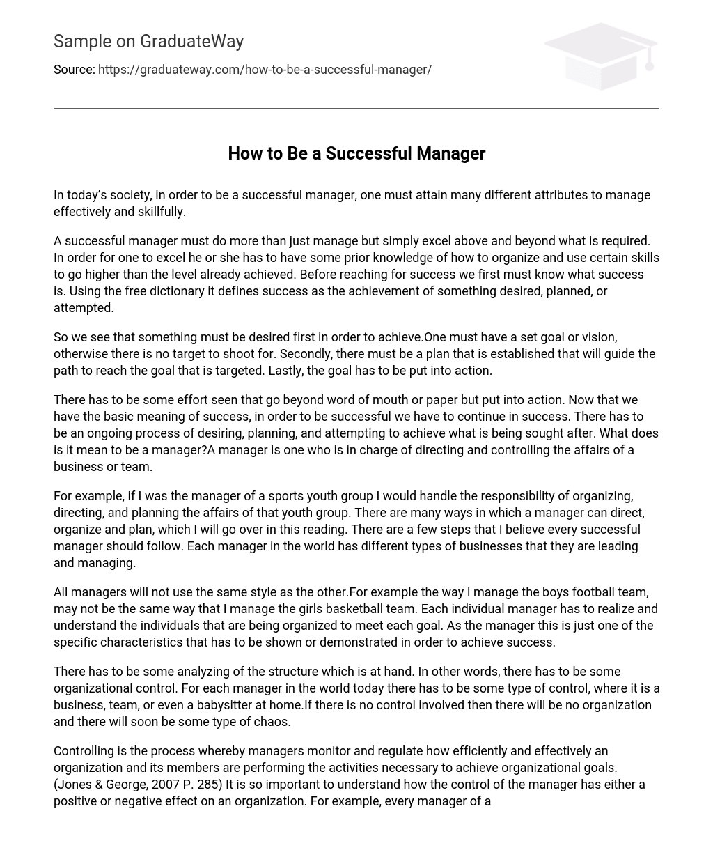 a good manager essay