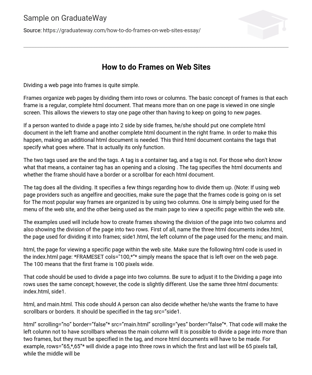 How to do Frames on Web Sites