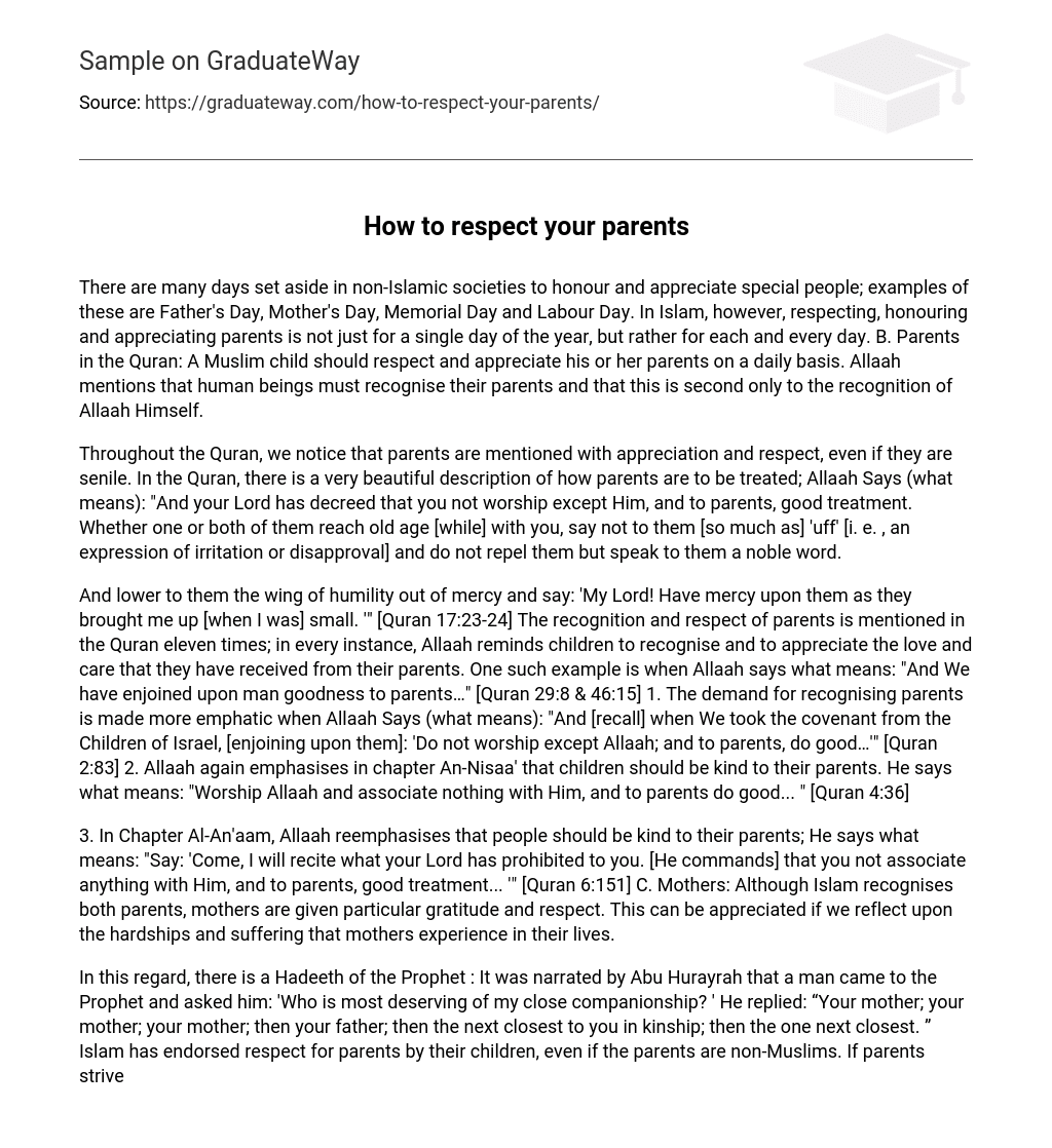 essay on parents respect in english