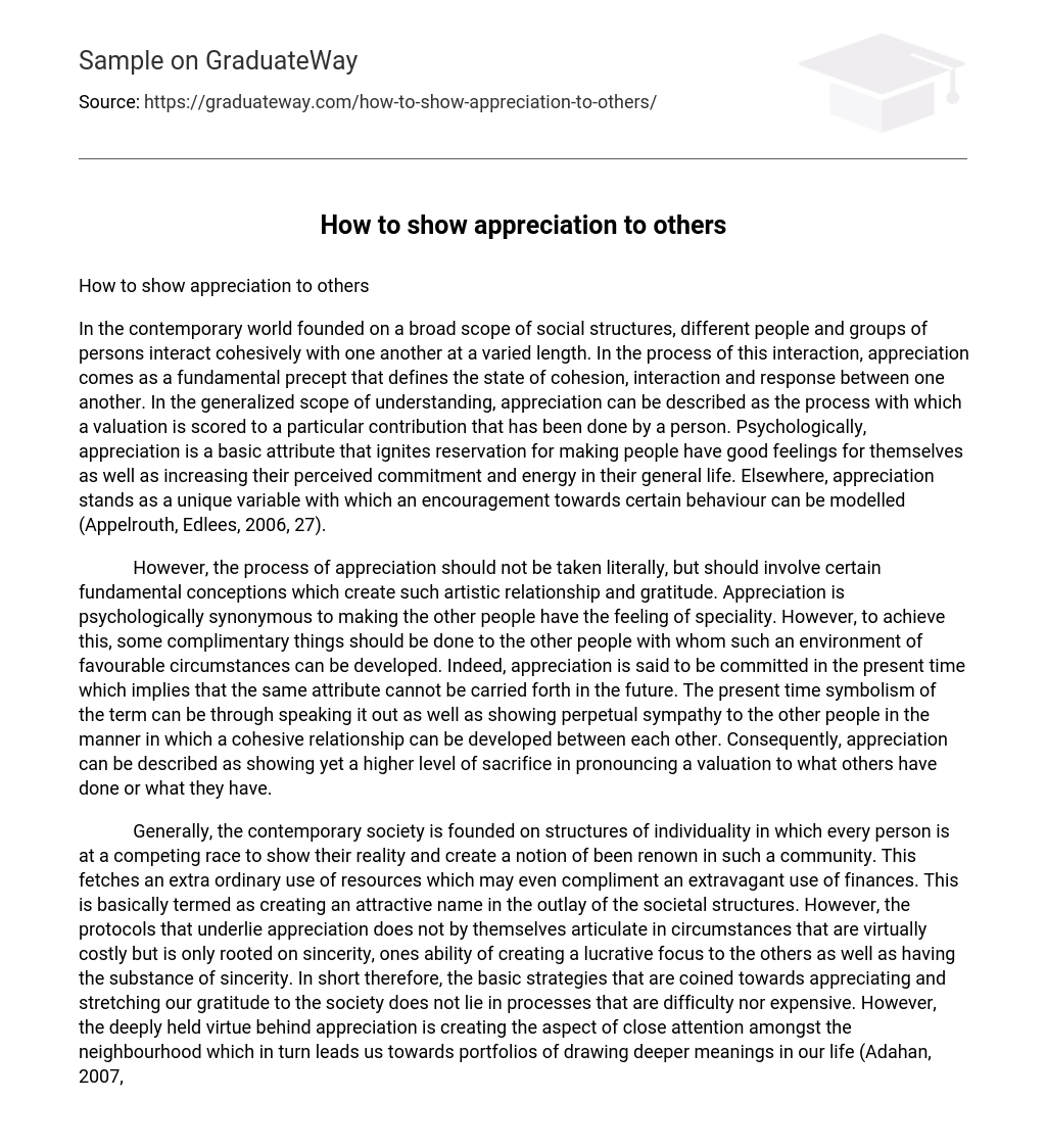  How To Show Appreciation To Others Essay Example GraduateWay