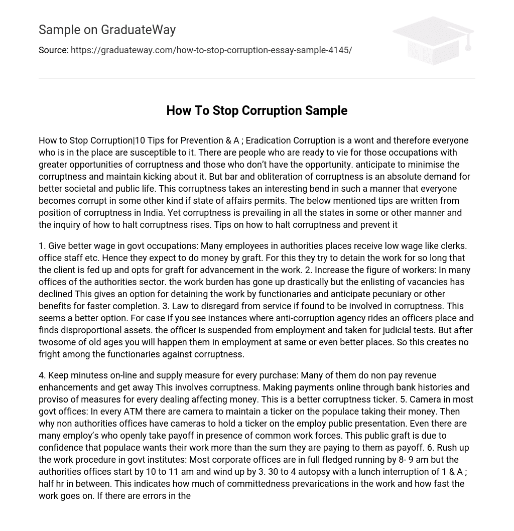 How To Stop Corruption Sample