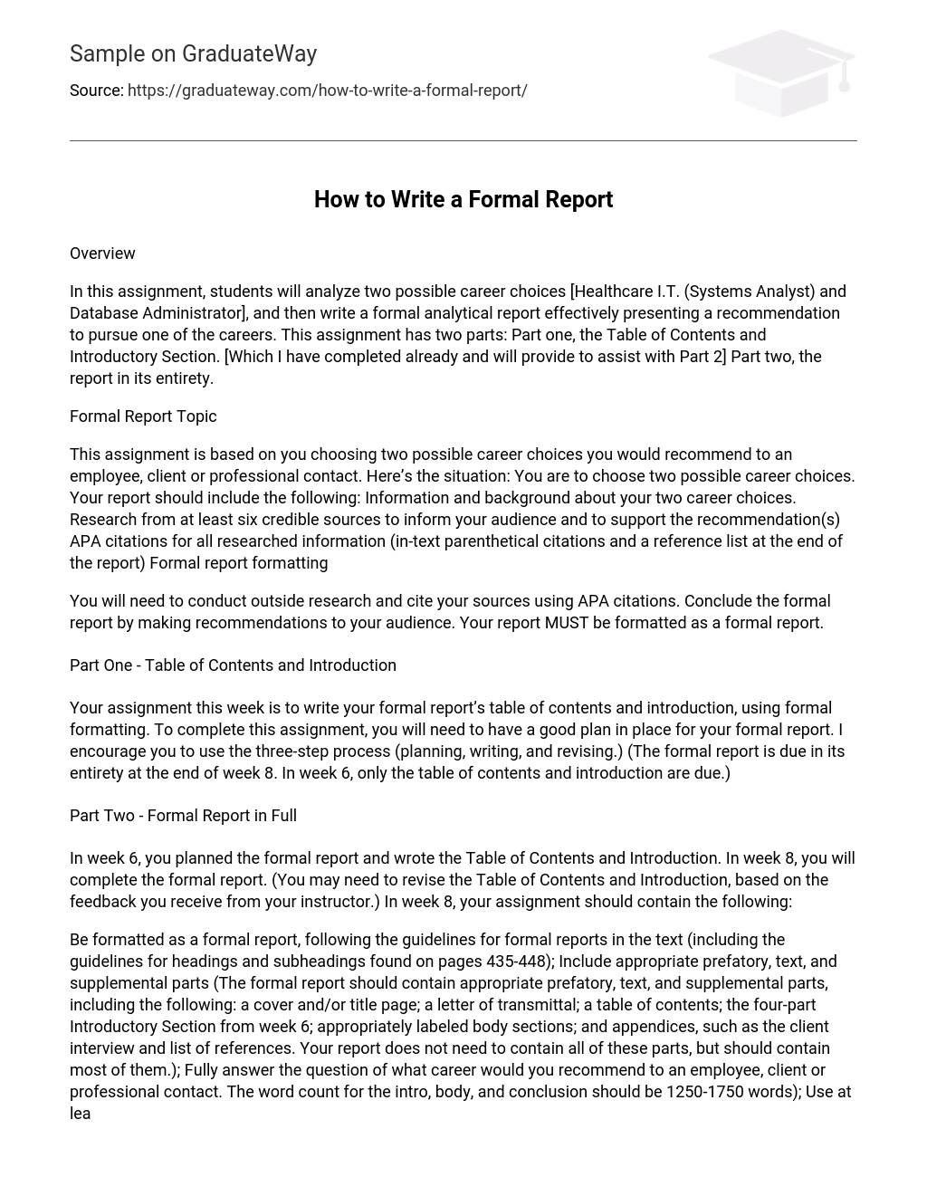 How to Write a Formal Report
