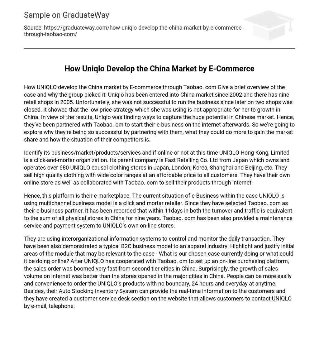How Uniqlo Develop the China Market by E-Commerce