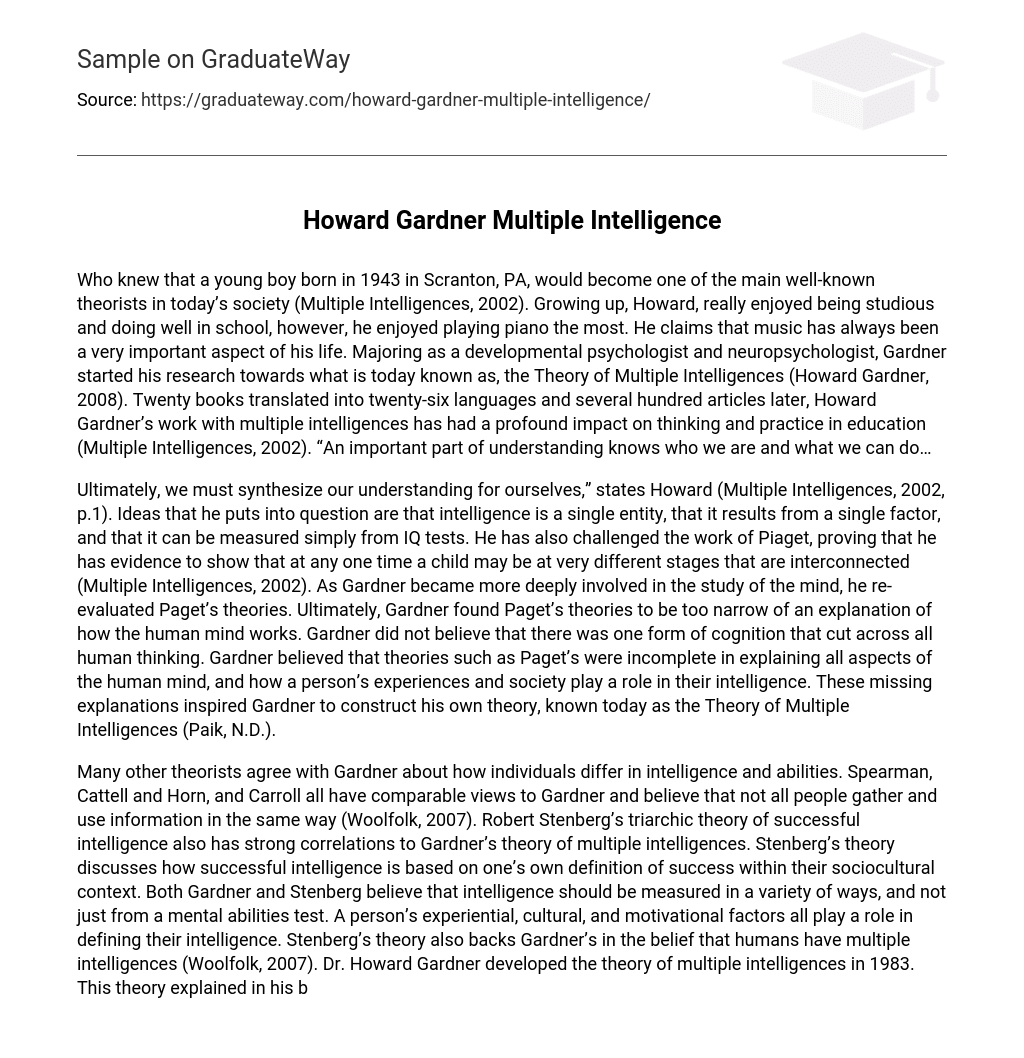 Howard Gardner Multiple Intelligence