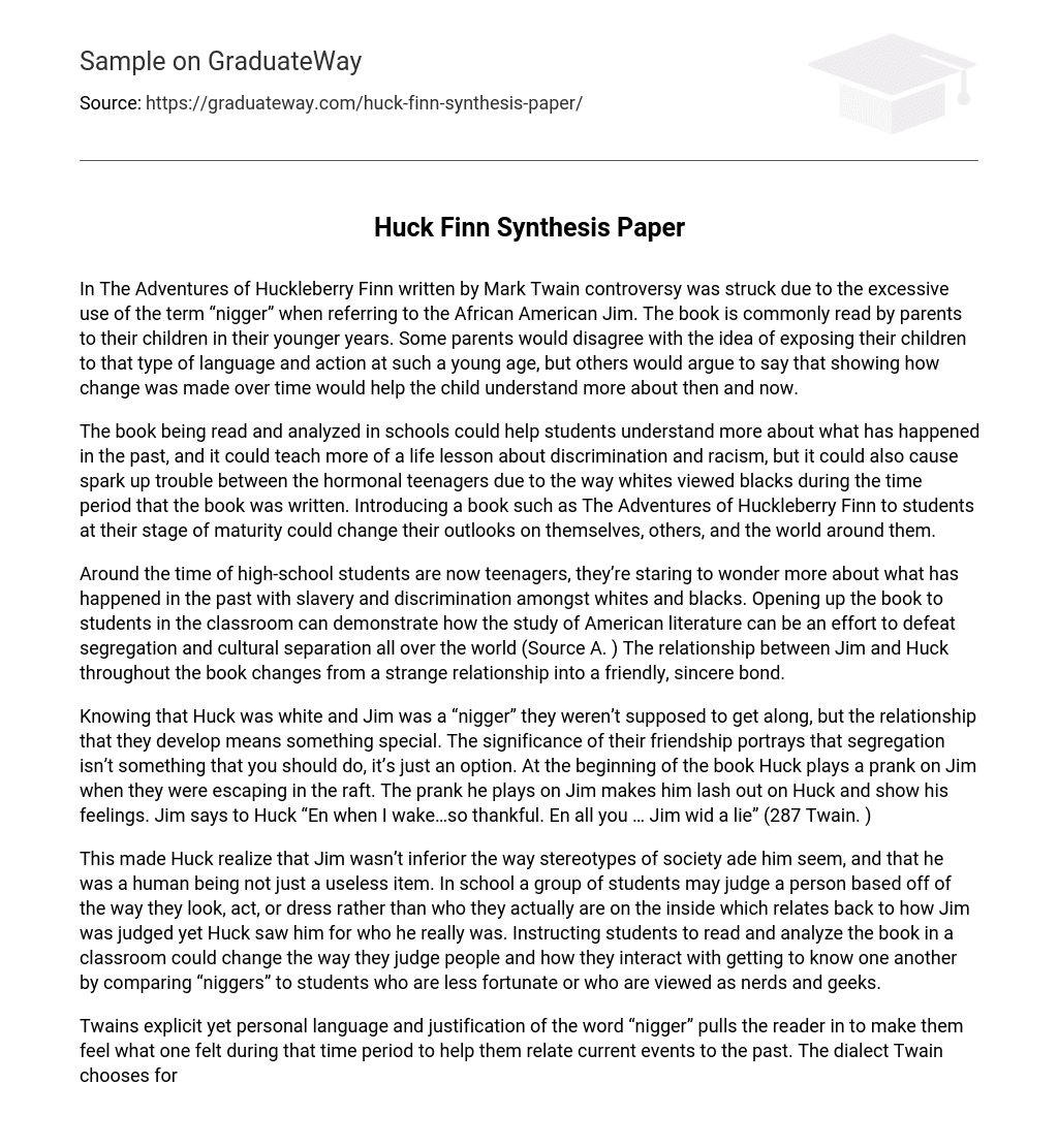 Huck Finn Synthesis Paper