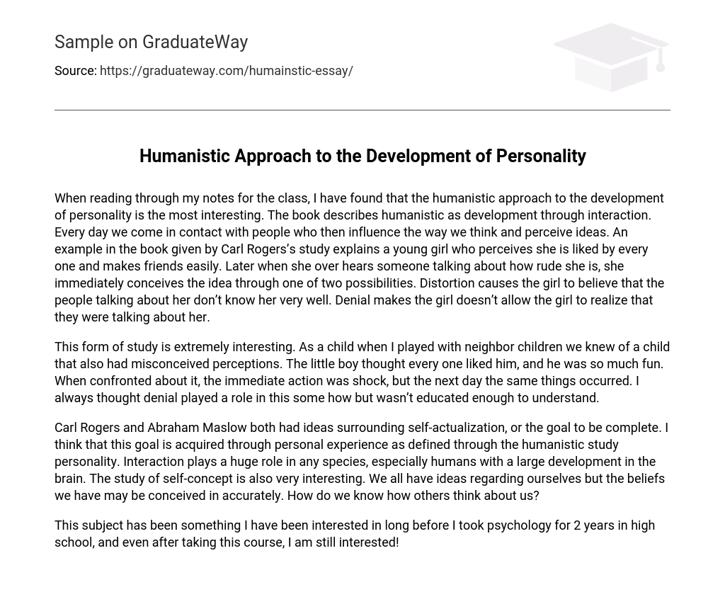 Humanistic Approach to the Development of Personality