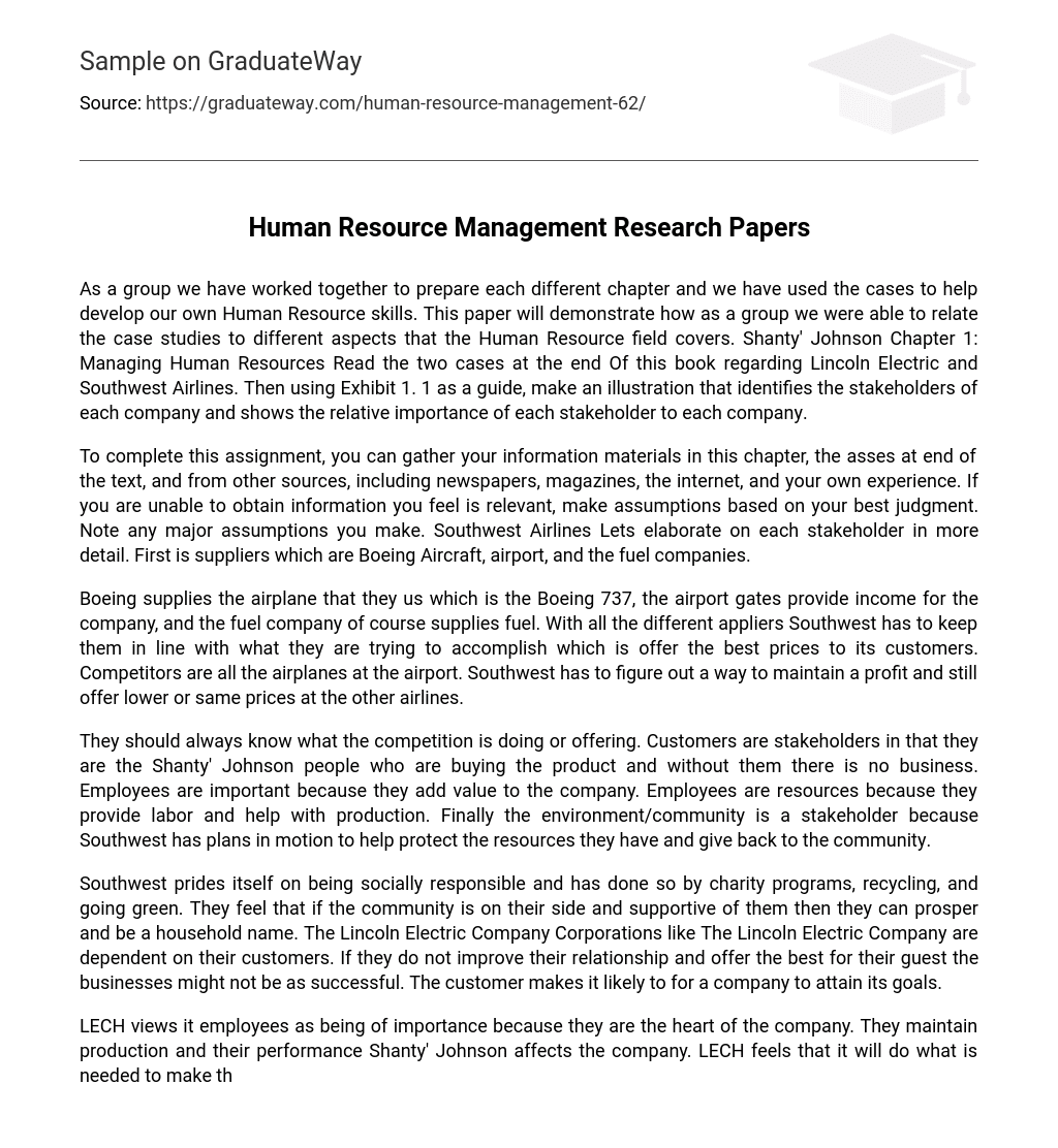 Human Resource Management Research Papers