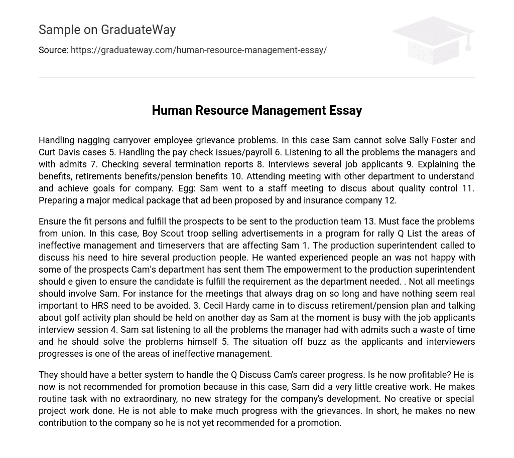Human Resource Management Essay