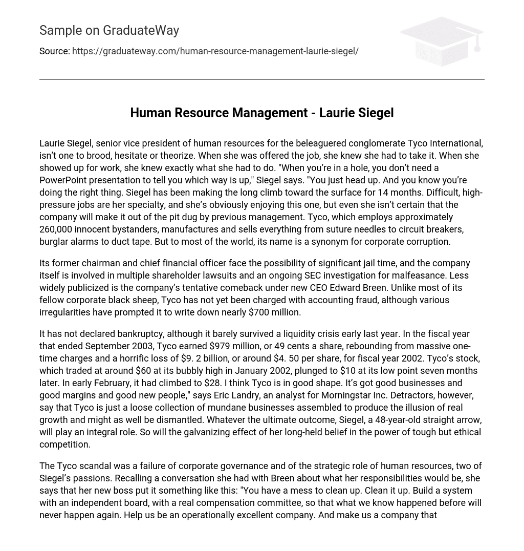 Human Resource Management – Laurie Siegel