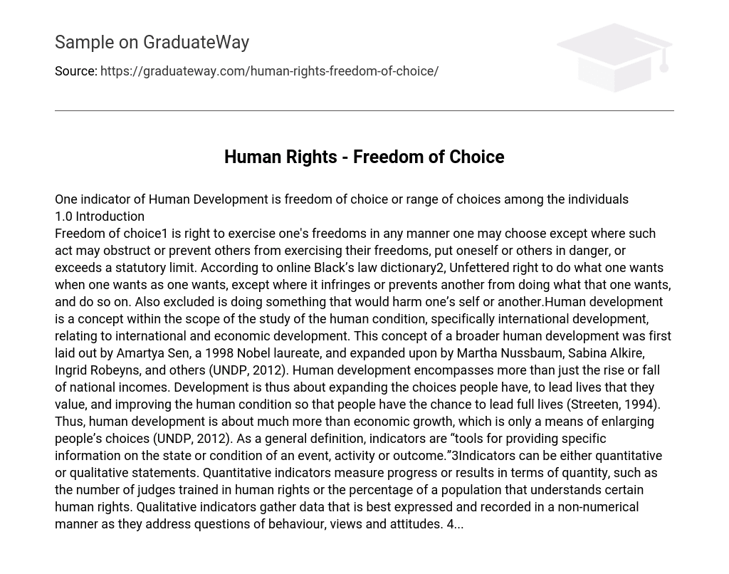 Human Rights – Freedom of Choice