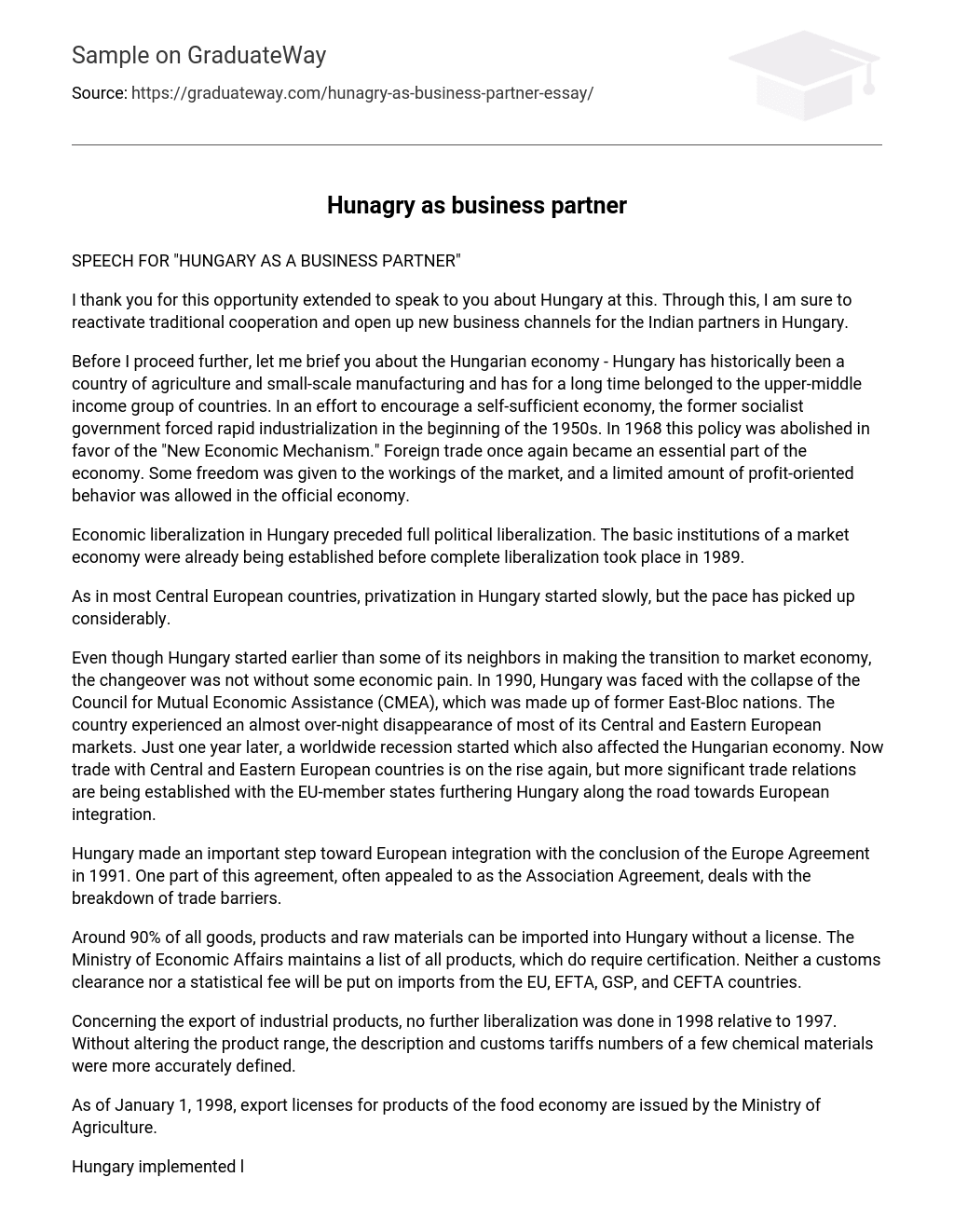 Hunagry as business partner