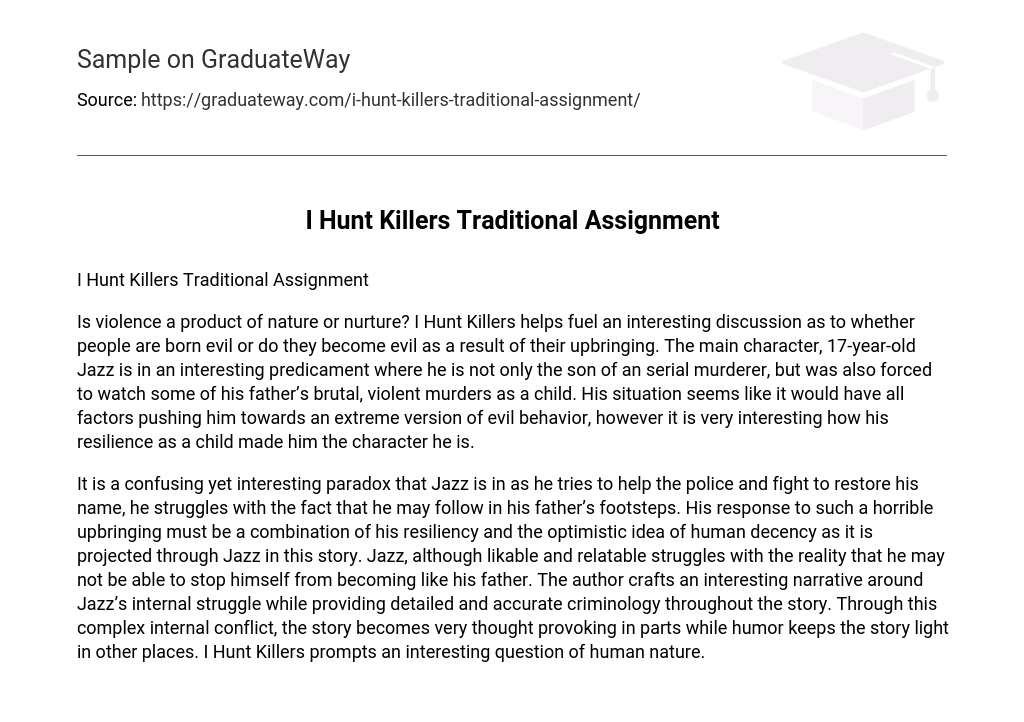 I Hunt Killers Traditional Assignment
