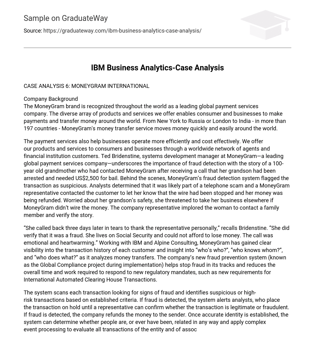 IBM Business Analytics-Case Analysis