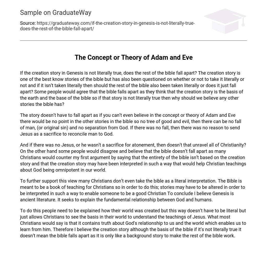 ⇉The Concept or Theory of Adam and Eve Essay Example GraduateWay