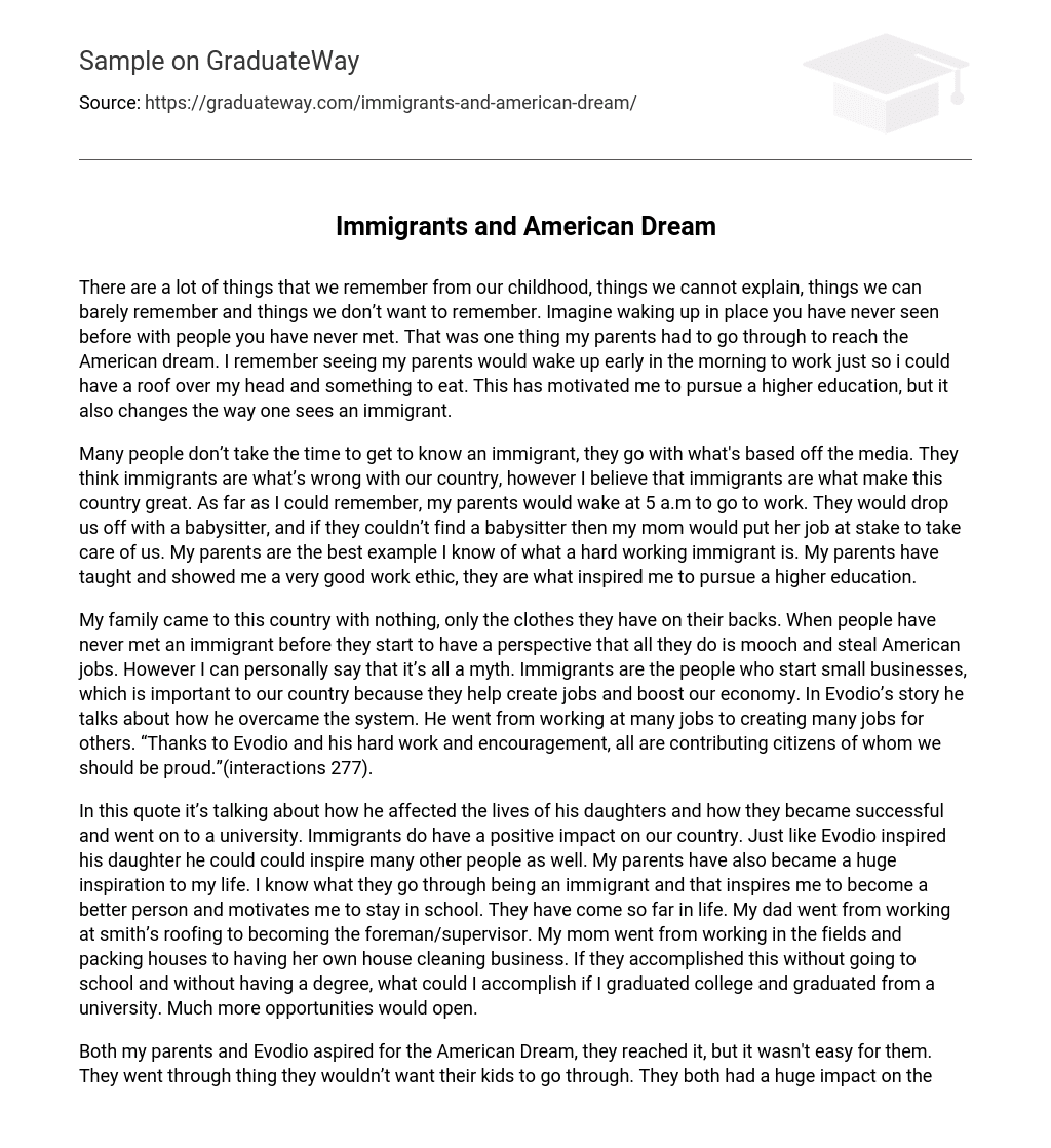 Immigrants and American Dream
