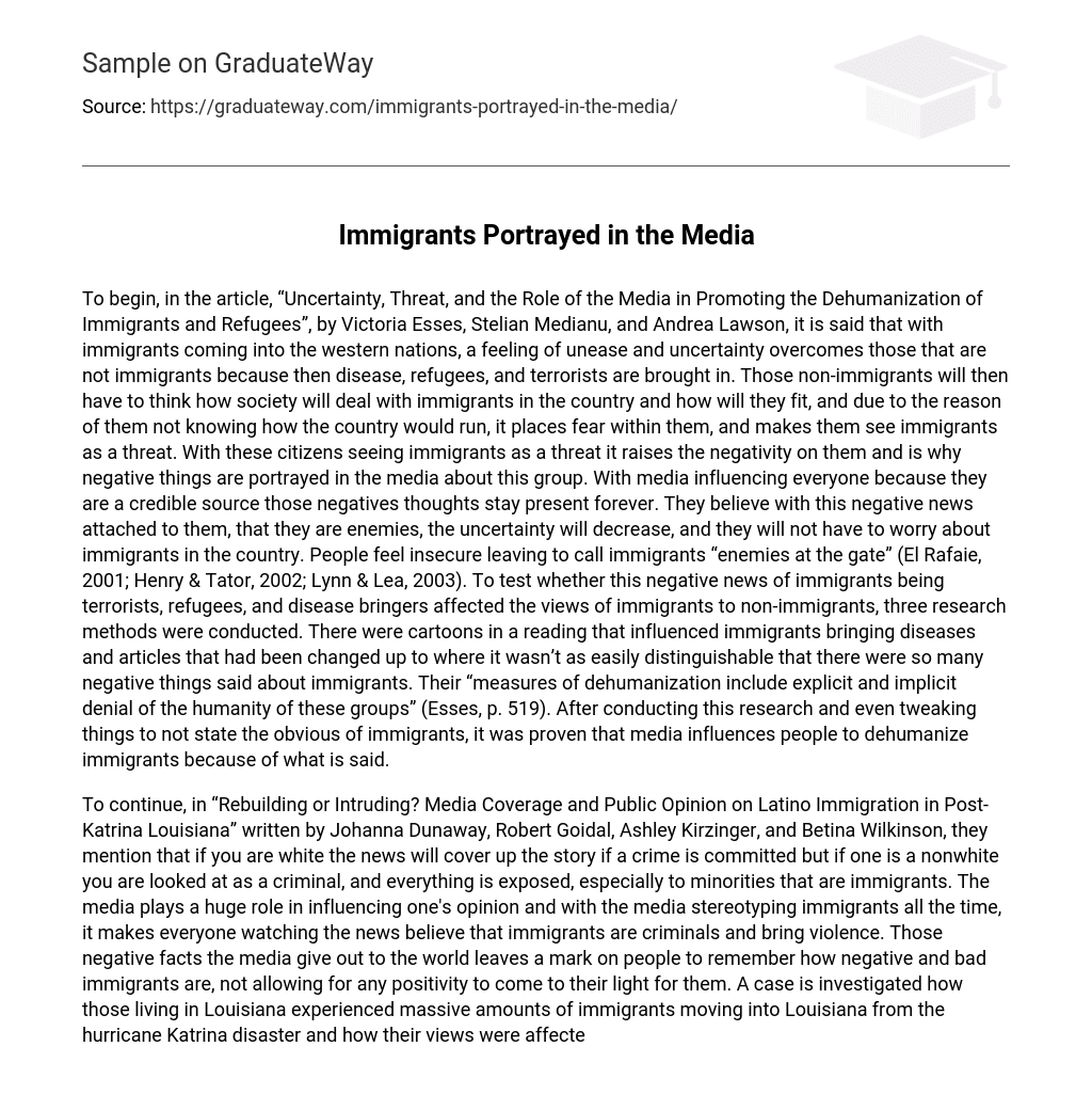 Immigrants Portrayed in the Media