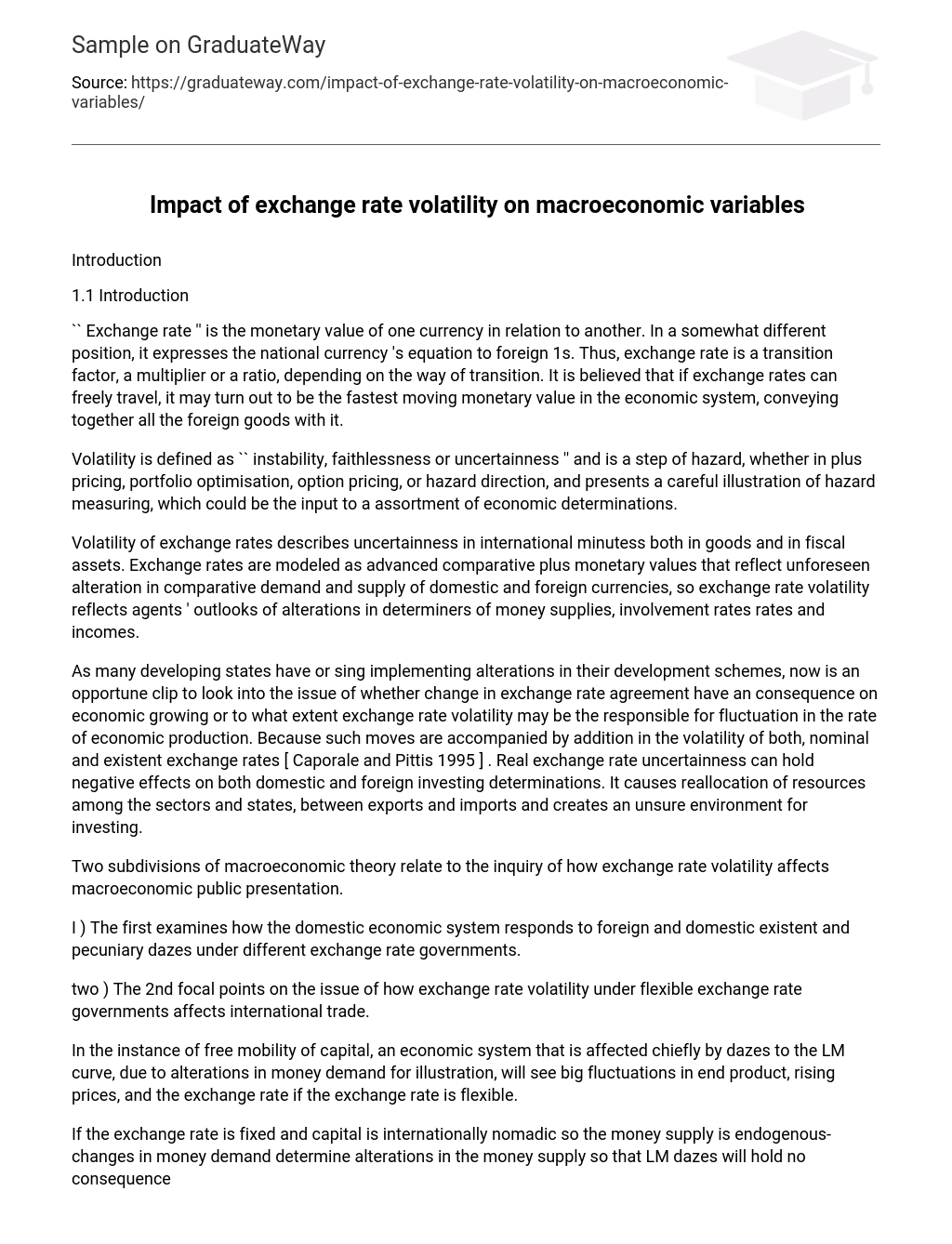 Impact of exchange rate volatility on macroeconomic variables