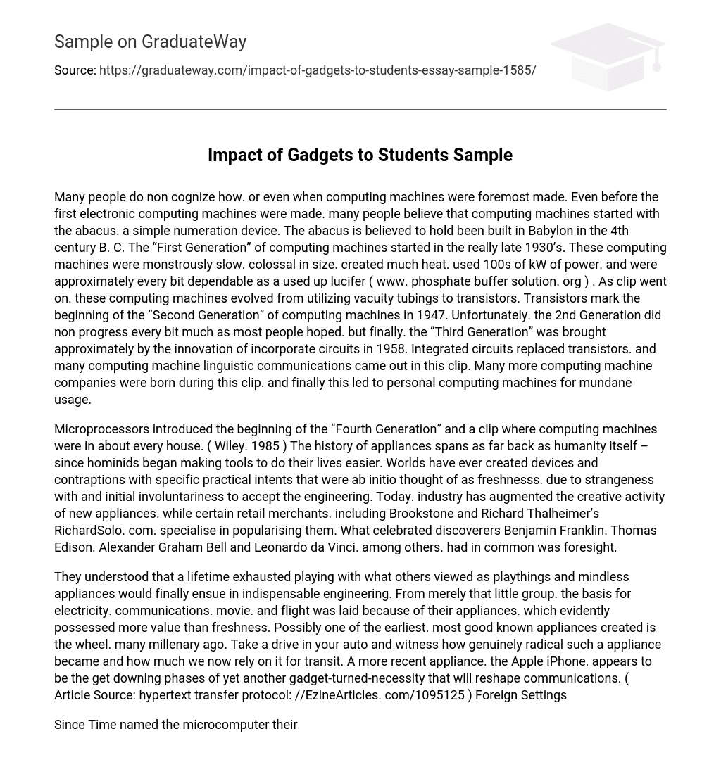 Impact of Gadgets to Students Sample