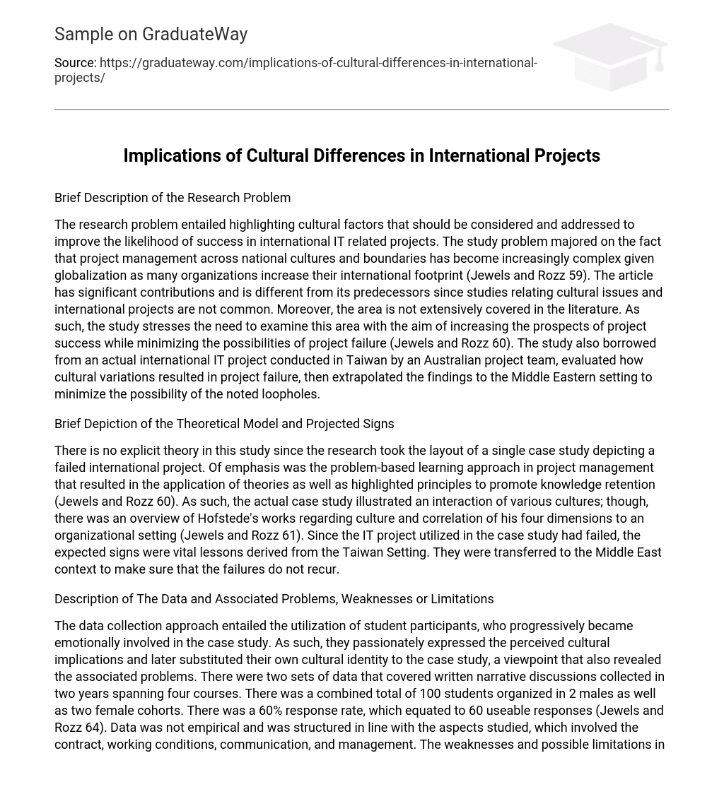 Implications of Cultural Differences in International Projects