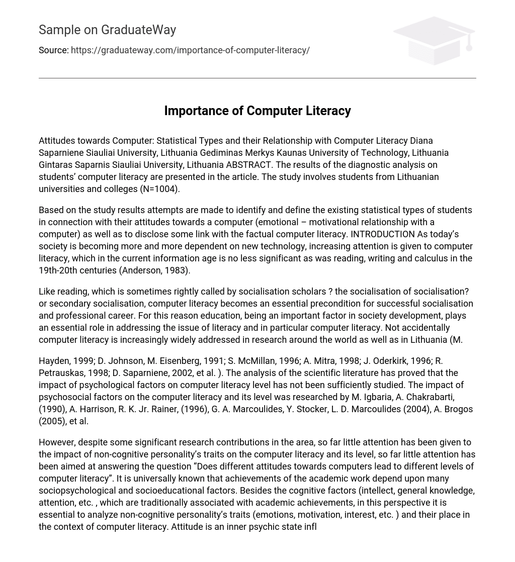 Importance of Computer Literacy