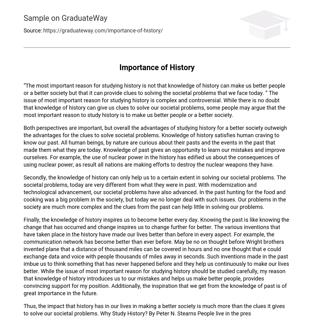 importance of history in society essay