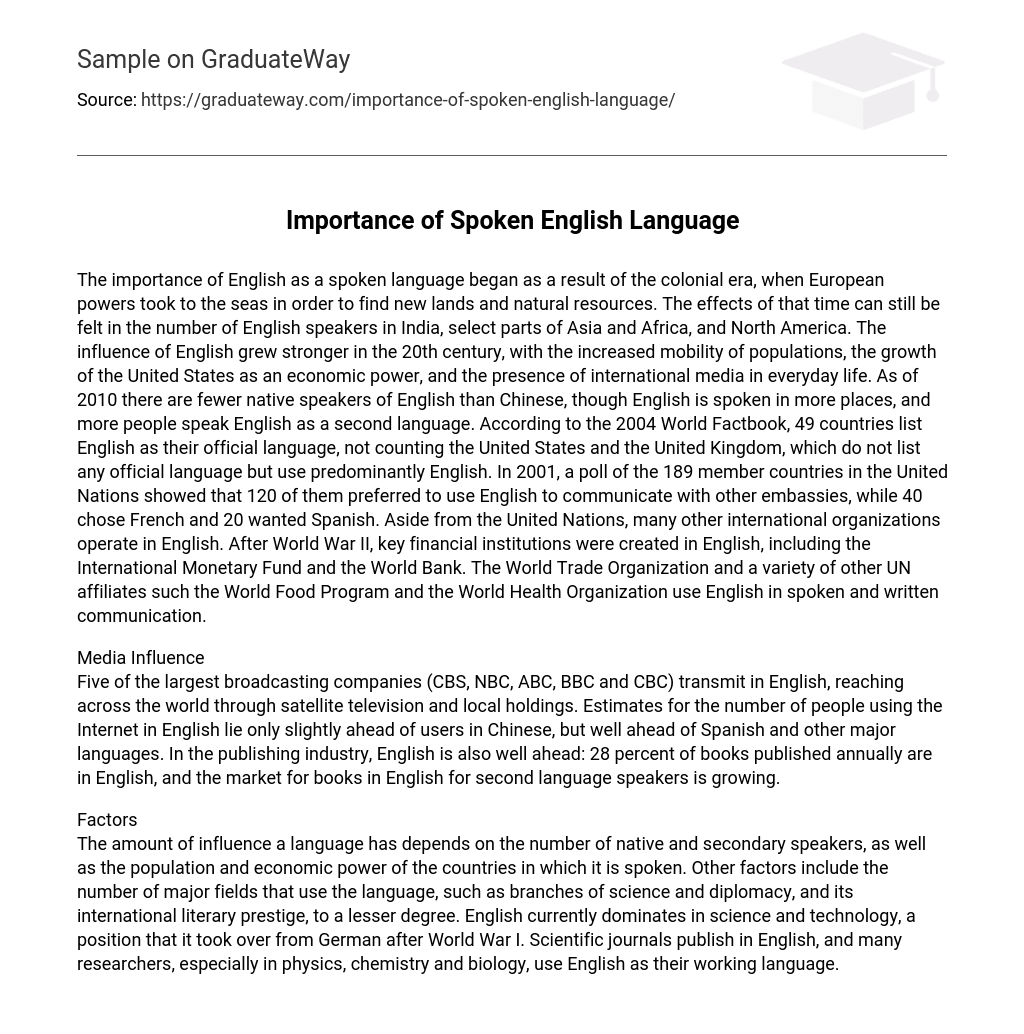 Importance of Spoken English Language
