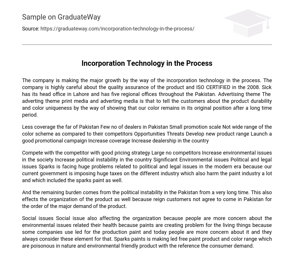 Incorporation Technology in the Process