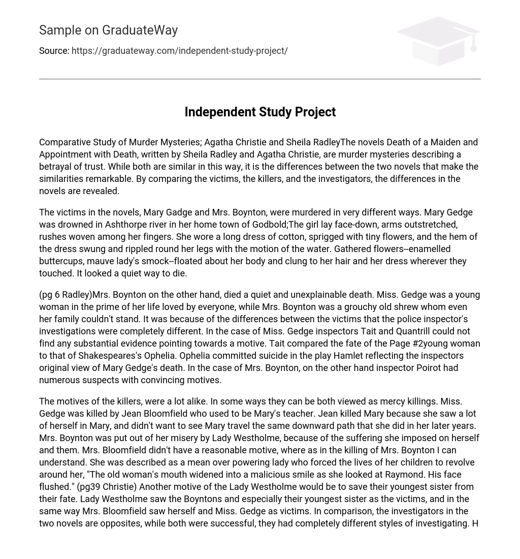  Independent Study Project Essay Example GraduateWay