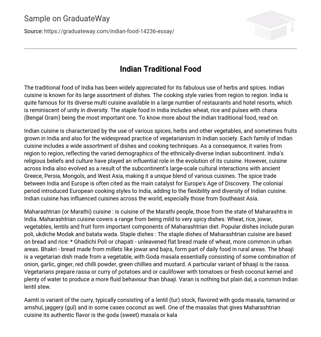 traditional food essay